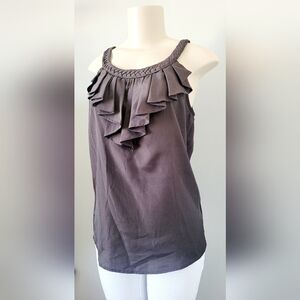 Banana Republic Elegant Chocolate Brown Halter  Top Blouse Raffle Front Medium
